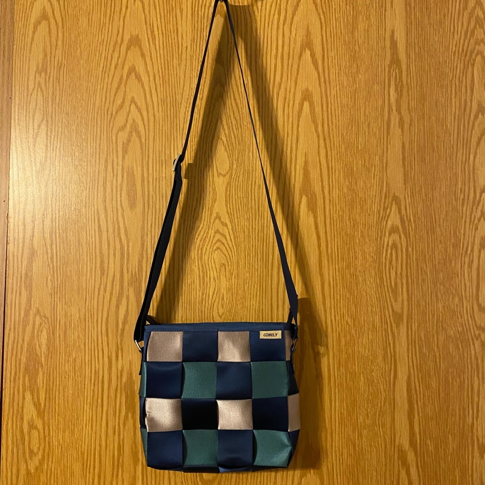 Stylish Blue And Silver Patchwork Shoulder Bag - image 1